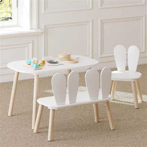 Amazon.com: UTEX Kids Table and Chair Set, Toddler Table with Bunny ...