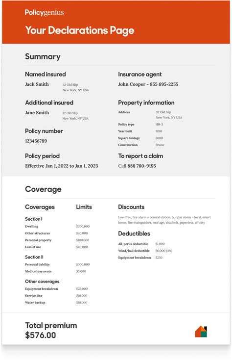 Image result for Homeowners Insurance Declaration Page