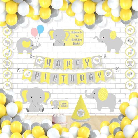 Buy Untumble Elephant Theme Birthday Decorations Hat Kit | Baby ...