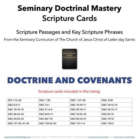 LDS Doctrine and Covenants, Seminary Doctrinal Mastery Scripture ...