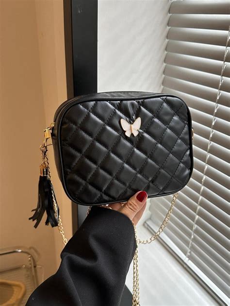 Mini Argyle Quilted Square Crossbody Bag, Chain Shoulder Purse With ...