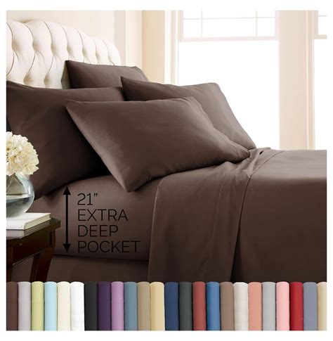 6-Piece Queen Sheet Set, 21-Inch Extra Deep Pocket Queen Sheets, Fitted ...