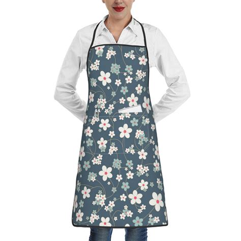 Salouo Blue Flower 1 Pack Kitchen Aprons for Women Men Chef with 2 ...