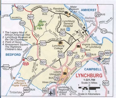 Virginia Map With Cities Lynchburg | Virginia Map