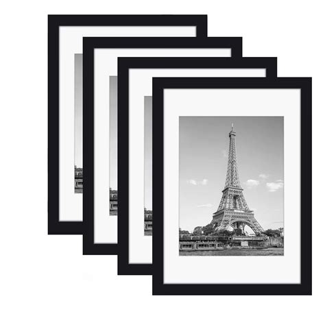 6x8 Picture Frames Black Set of 4 , Photo Frames with Real Glass 4x6 ...