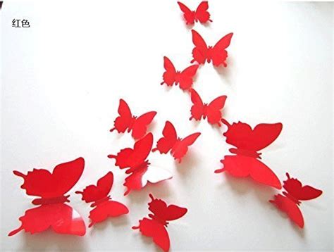 Indian Royals 'Red 3D Butterflies' Wall Sticker 1 Combo of 12 Piece ...