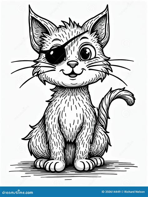 Cool Pirate Cat with Eye Patch Sitting Stock Illustration - Illustration of pretending, outlined ...