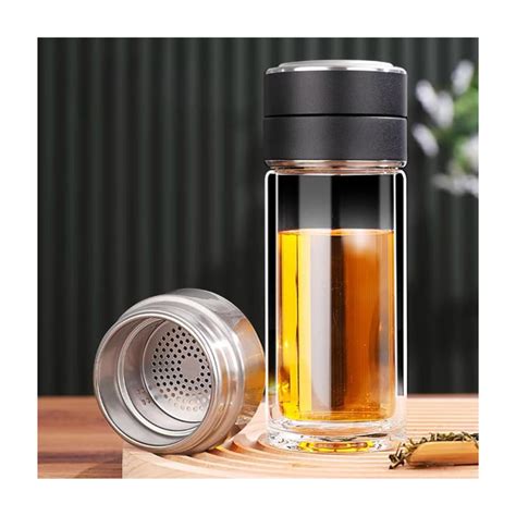 Buy Vrupan Small Tea Infuser Bottle 300ML - Double Wall Glass Tea ...