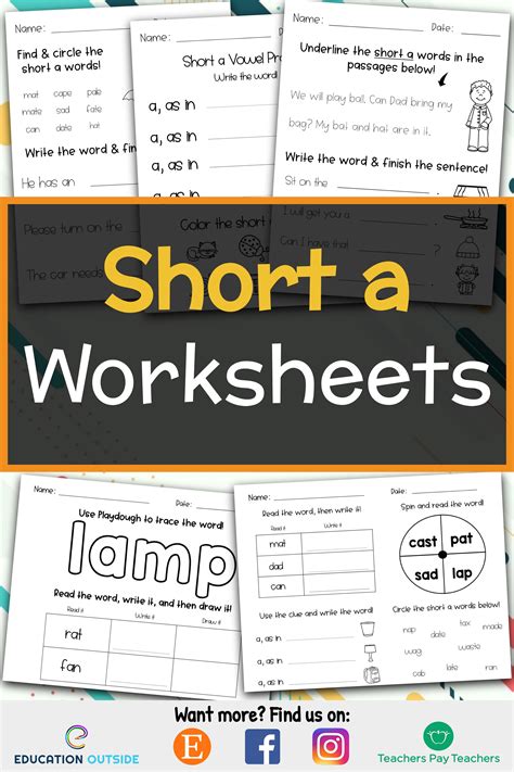 Short Vowel a Worksheets - No Prep - Print and Practice | Short vowel ...