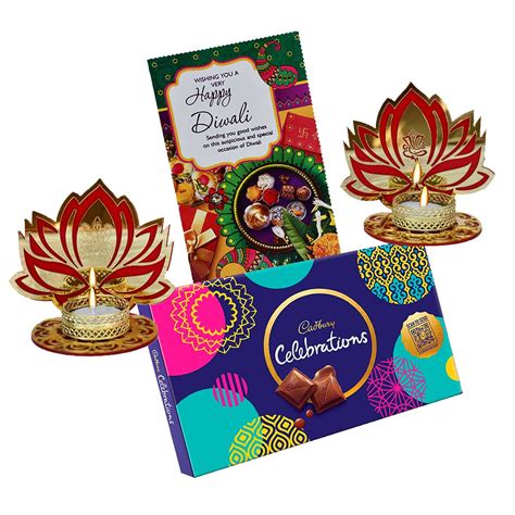 Buy Diwali Gift Combo | Lotus Tealight Candle Holder Gift Set (Set of 3 ...