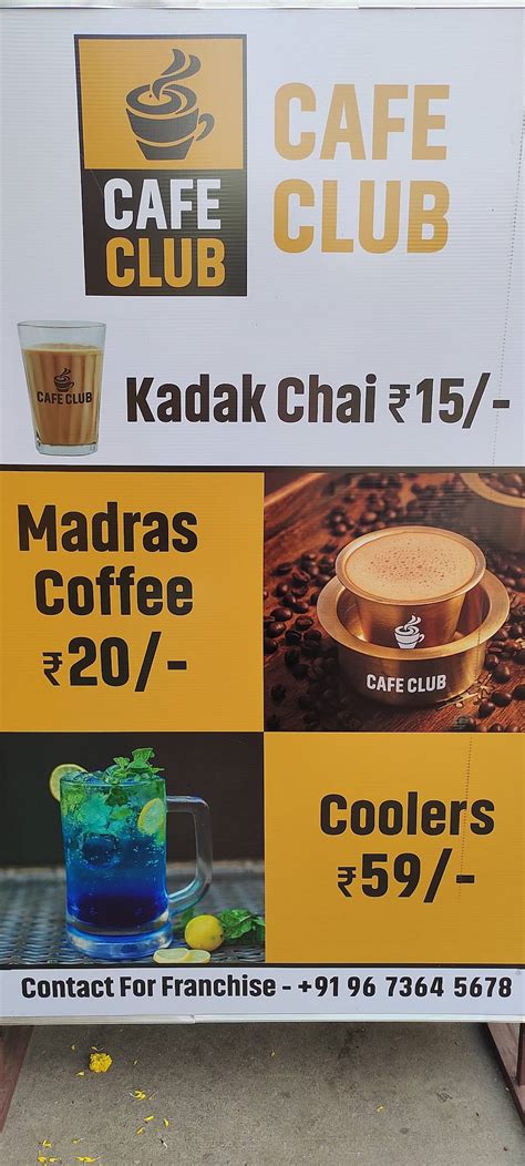 Menu at Cafe Club, Hyderabad, 4th Phase
