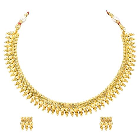 Peora Gold Plated Elegant Indian Traditional Choker Necklace with ...