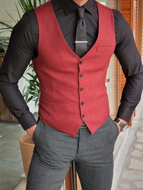 Mens Red Vest