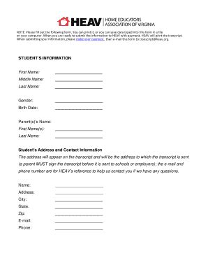 Fillable Online heav Transcript-Worksheet Fax Email Print - pdfFiller