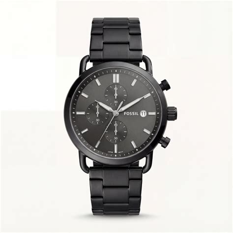 Matte Black Minimal Chronograph Stainless Steel Watch