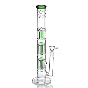 Buy RORA Glass Bong Double Tree Dome Percolator 18mm Bowl Water Pipe ...