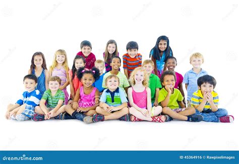 Multi-ethnic Group of Children Sitting Stock Photo - Image of ...