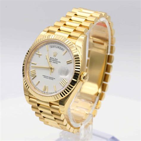 Rolex 228238-0042 Day-Date White Roman Dial 40mm Yellow Gold Men's ...