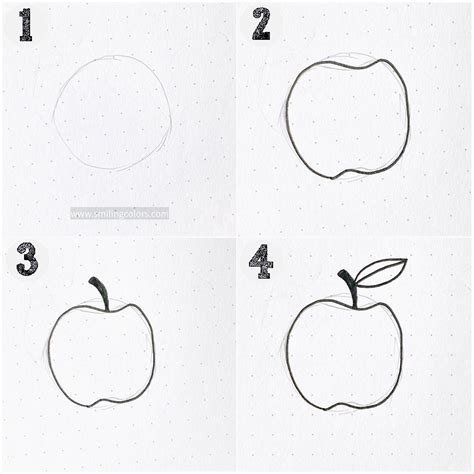 Apple Drawing Easy Step By Step Using Markers - Smiling Colors