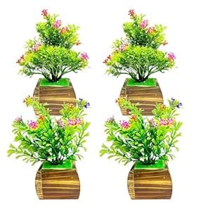 Buy Dekorly Artificial Plants Wooden Pot Fake Bonsai Pine Trees Plants ...