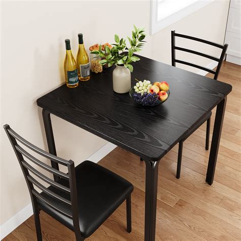Danolapsi Dining Table for 2, Small Square Kitchen with Black Finish ...