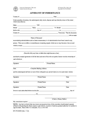 TN RV-F1310501 2012 - Fill out Tax Template Online