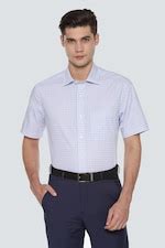 Buy Men Blue Check Half Sleeves Formal Shirt Online - 391942 | Louis ...