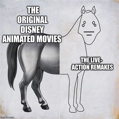 Disney Horse Meme: Animated vs Live-Action Films Humor Sticker - Playground