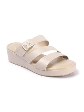Buy Carlton London Women Cream Comfortable Casual Sandal with Platform ...
