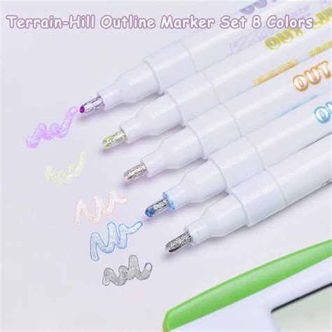 Buy Terrain-Hill Outline Marker Set 8 Colors, Double Line Markers ...