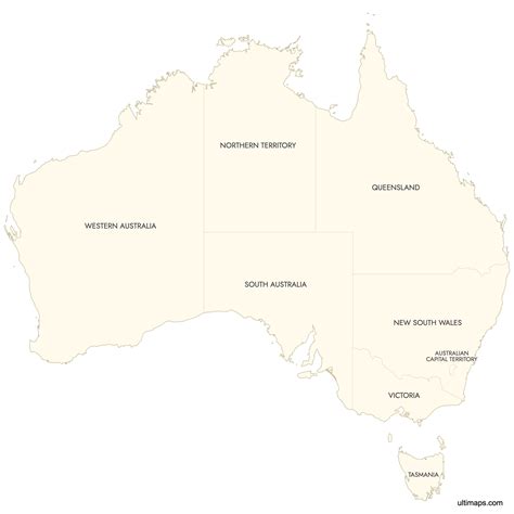 Blank Map of Australia States | Free Download — Ultimaps