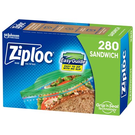 Ziploc® BPA-Free Sandwich Storage Bags with EasyGuide™ Seal, 280 Count - Walmart.com