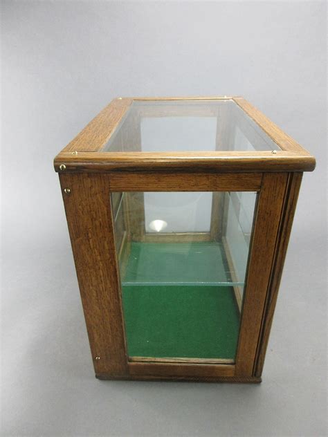 Oak And Glass Display Case- 2 Shelves- 15"H X 16"w x 10.5"d