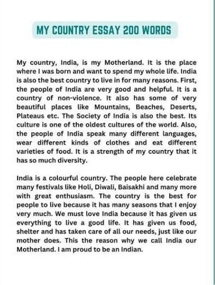 Essay on 'My country' - Brainly.in