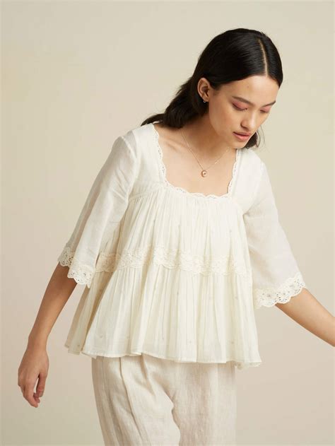 Swirling High Low Blouse: Shop Elegant Lace Detail Tops