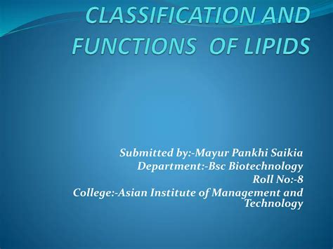 Classification and functions of lipids | PPTX