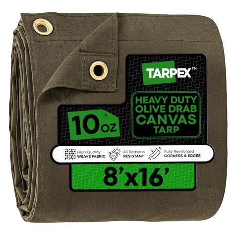 Tarpex 8-ft x 16-ft Green Waterproof Commercial Canvas 14-mil Tarp in ...