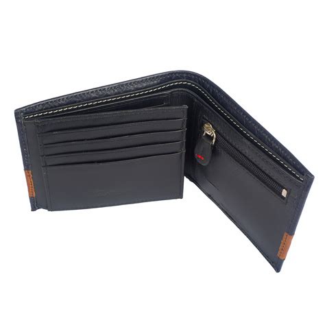 Leather Wallet Dual Tone Bifold with coin pouch Black-Double Impact ...