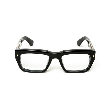 London // Men's 18KT Gold Rectangular Eyeglasses // Black + Clear ...