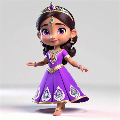 Indian princess wearing purple dress | Premium AI-generated vector