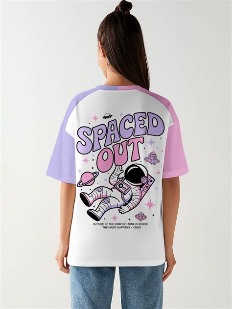 Space Out Women Oversized T-Shirt - Multi Color – Crazymonk