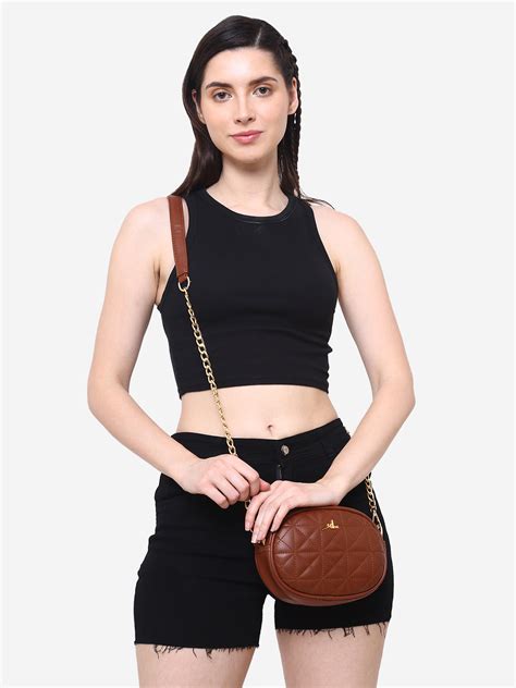 Small sling bag cum fanny pack Tan