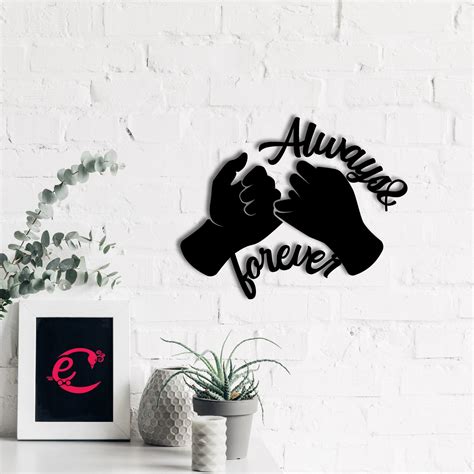 "Always & Forever" Love Theme Black Engineered Wood Wall Art Cutout ...
