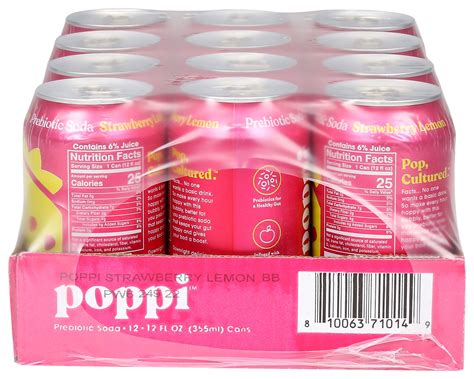 Poppi Prebiotic Strawberry Lemon Soda-12 fl. oz.-12/Case MPN# SL123 ...