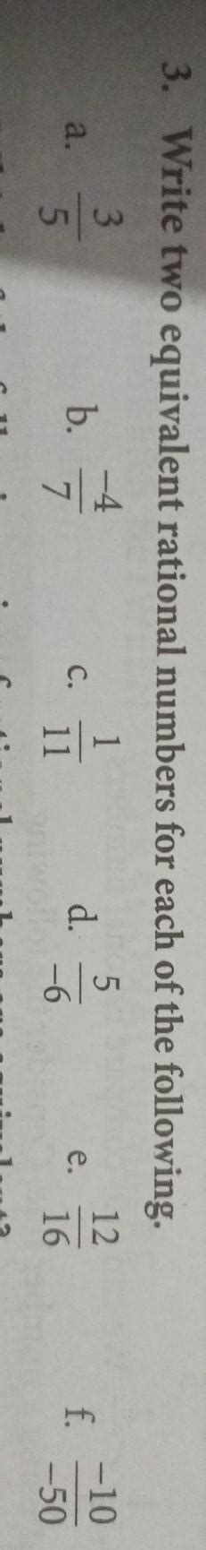 Write two equivalent rational number for each of the following - Brainly.in