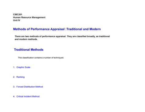 Methods of Performance appraisal - Traditional and Modern - CIBC Human ...