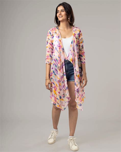 Lovely Tye And Dye Waterfall Shrug For Women – Fabcurate