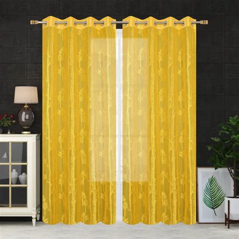 Homefab India Pack Of 2 Yellow Polyester Curtains For Long Door/Door ...