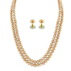 Sri Jagdamba Pearls Dealer 2 String Peach Pearl Multistrand Necklace ...