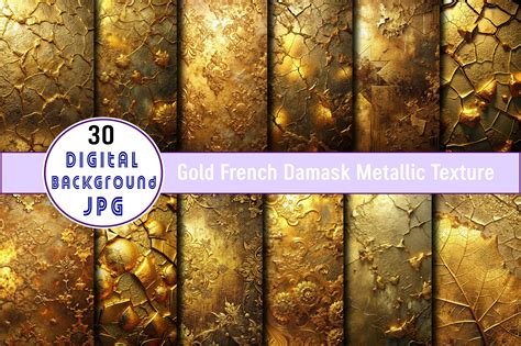 Gold French Damask Metallic Texture Graphic by Designstock · Creative ...